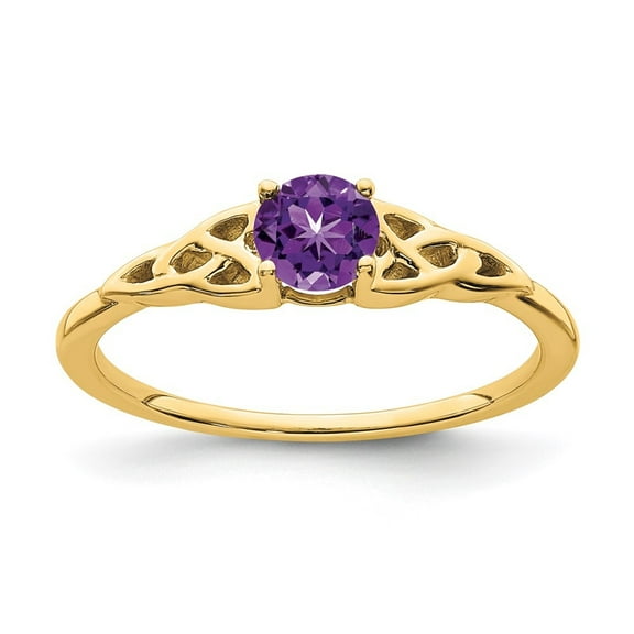 Auriga Fine Jewelry 10K Yellow Gold Amethyst Celtic Knot Ring for Women Size- 7