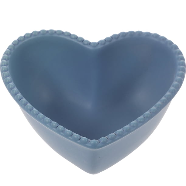 EeaseMX Cuenco de cerámica con forma de corazón para ensalada de frutas, postres y comida para el hogar, restaurante y cocina (azul claro)