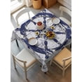 thumbnail image 6 of Navy Blue Rudder Coastal Table Cloth, Nautical Beach Ocean Retro Waterproof Tablecloth for Square Tables, Reusable Washable Fabric Table Cover for Restaurant Kitchen Dining Tables 60"x60", 6 of 6