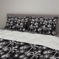 thumbnail image 2 of Tropical Comforter & Sham Bedding Set, Monochrome Repeating Sketchy Pattern with Exotic Palm Tree Silhouettes, 3 pcs Duvet Set Microfiber Filling Quilt, 5 Sizes, Charcoal Grey White, by Ambesonne, 2 of 4