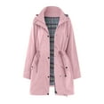 thumbnail image 6 of larppty Women Rain Jacket Lightweight Waterproof Raincoat Outdoor Hooded Windbreaker Trench Coat (Pink, XL), 6 of 7