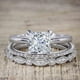 thumbnail image 2 of JeenMata Juego de Anillos de Boda Estilo Princesa de 2 Quilates - Juego de Novia - Juego de Trío de Boda - Anillo de Compromiso - Anillo Art Déco - Anillo de Promesa - Plata Esterlina, 2 of 7