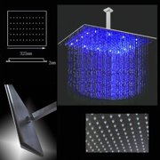 Cascada 12 Inch Ceiling Mount Square Rainfall LED Shower Head, Oil Rubbed Bronze Finish (include Shower Arm)