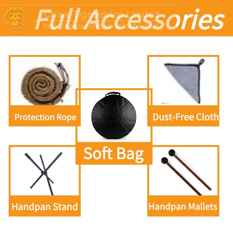 12notes Classic Gold Handpan 22inch D Minor Handcrafted Drum Percussion Instruments with Storage Bag