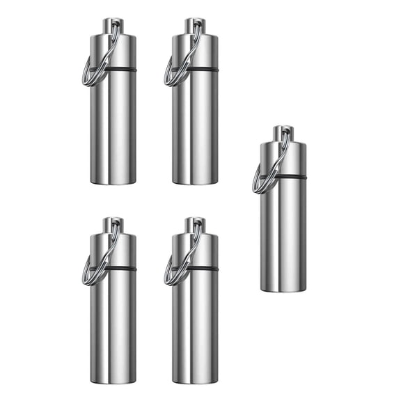 Aluminum Alloy Pills Dispenser With Secure Locking Lid Key Rings Pills Bottle Tablets Container With Keychain Hook