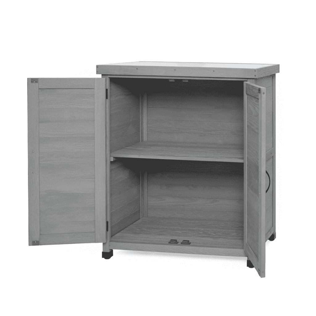 Potting Bench with Storage Cabinet and Metal Table Top for Outdoor Patio,Outdoor Work Station Table