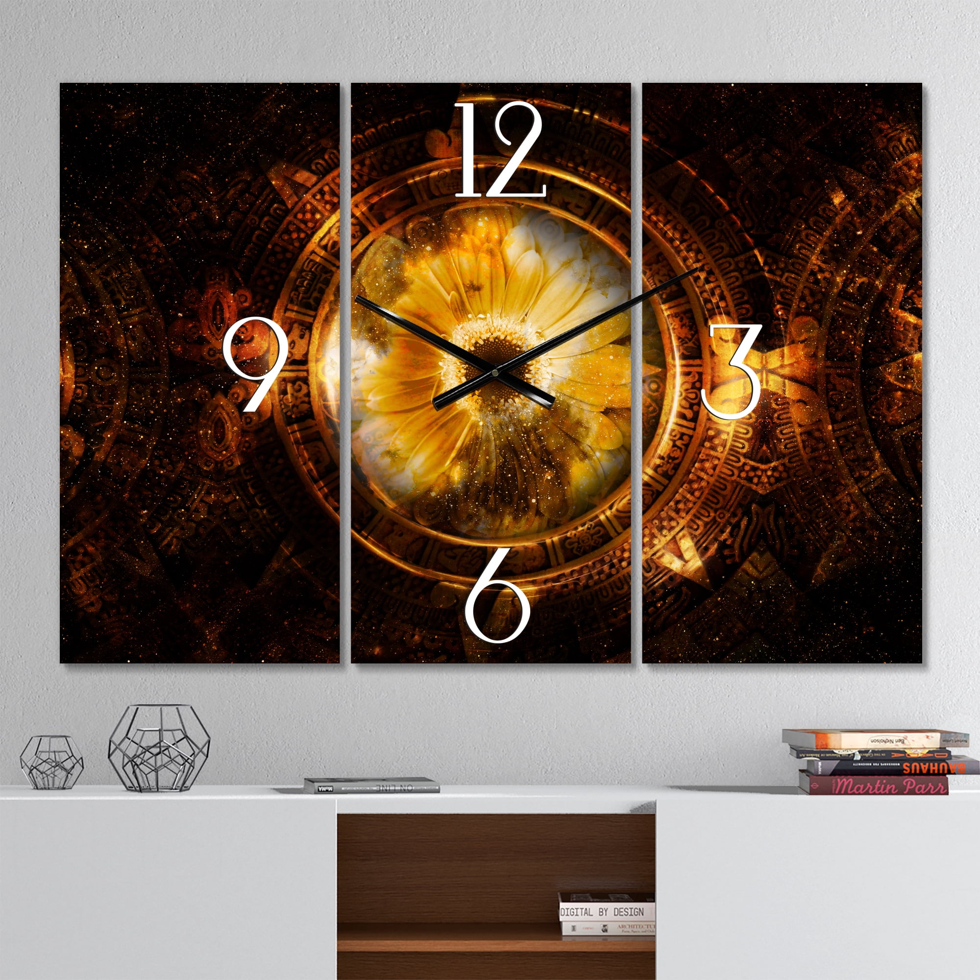 Designart 'Ancient Mayan Calendar Collage' Modern wall clock