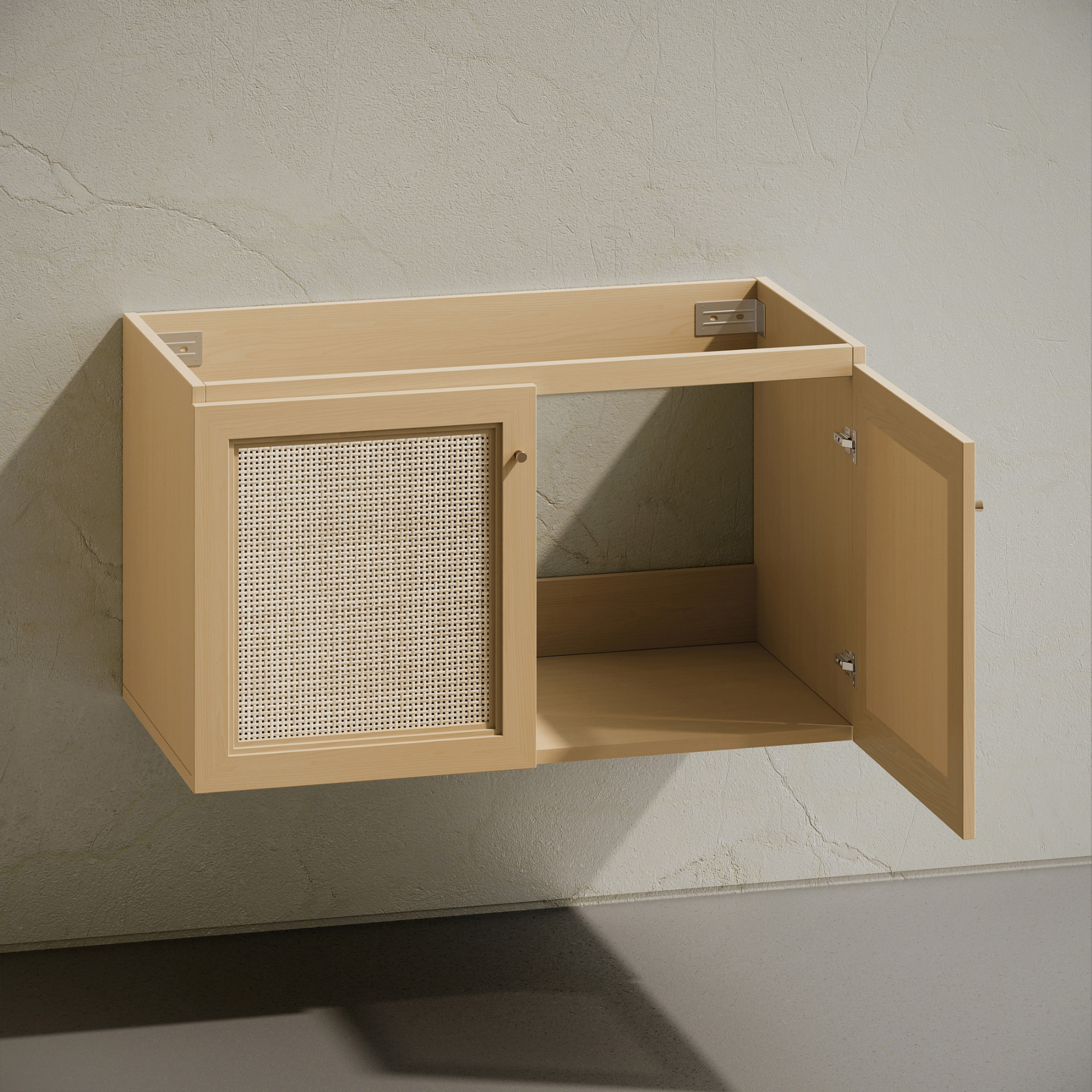 Classe 36" Wall-Mounted Bathroom Vanity in Natural Oak without Sink Top