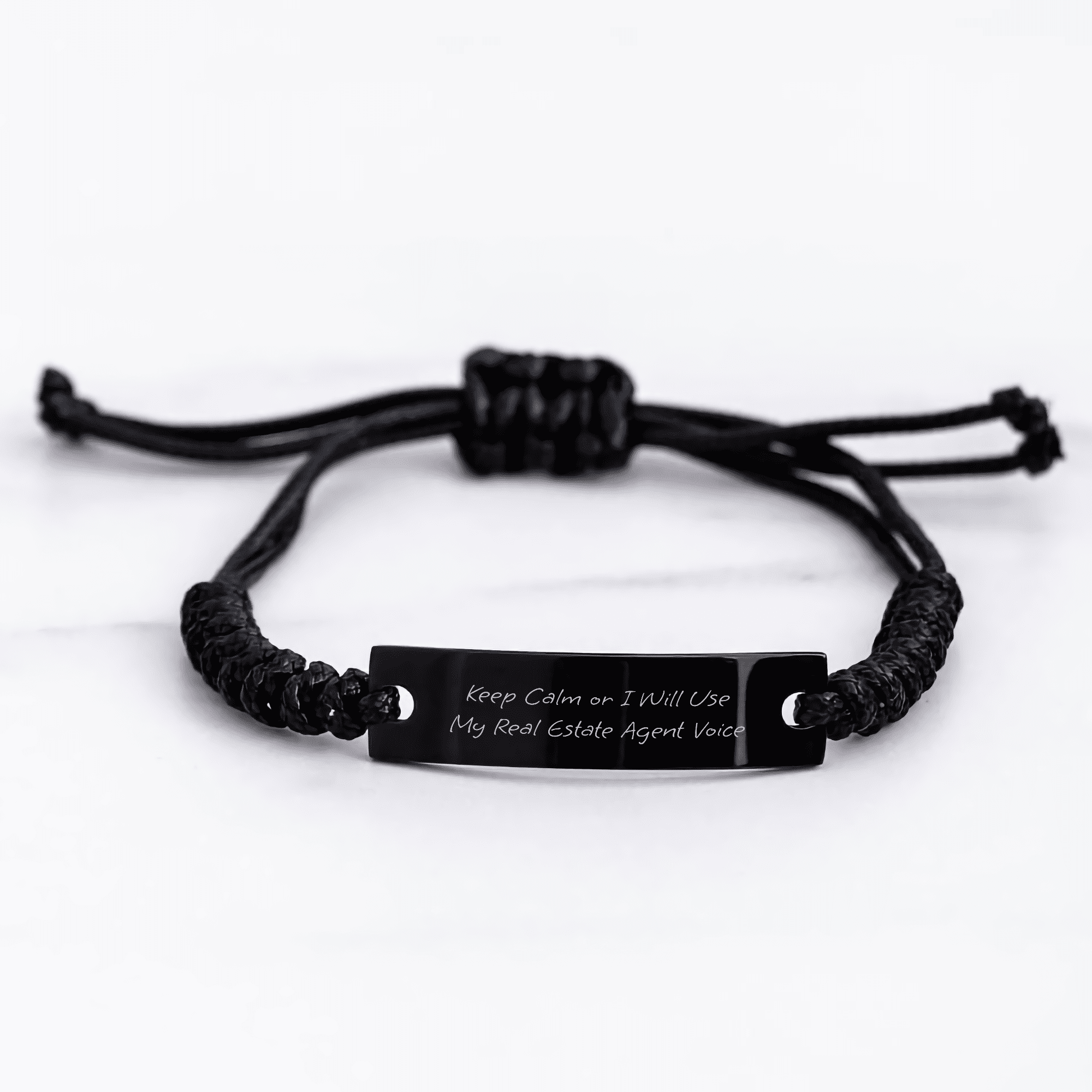 Funny Real Estate Agent Gifts for Men, 'Keep Calm Or I Will Use My Real Estate Agent Voice' Rope Bracelet, Adjustable Gifts from Dad to Son, Father's Day Unique Gifts