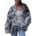 thumbnail image 2 of Women'S Quilted Jacket Cardigan Light-Weight Floral Print Open Front Padded Puffer Jackets Blue S, 2 of 8