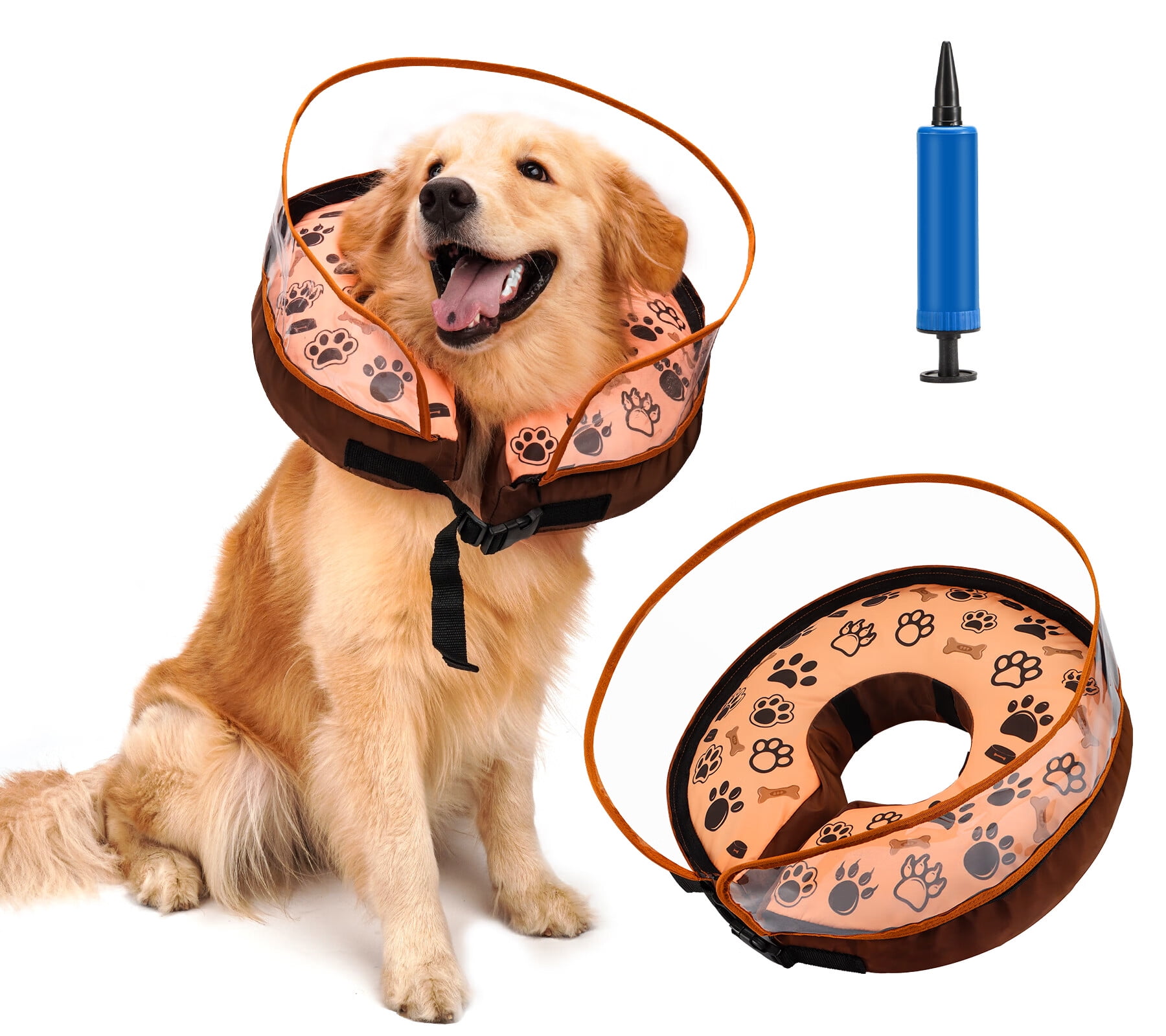 Inflatable Dog Cone Collar Adjustable Soft Pet Recovery Collar for Large Medium Small Dogs