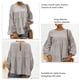 thumbnail image 5 of Top de manga larga para mujer Otoño Cuello redondo Mangas acampanadas Manga larga Suelta Casual Color puro Top Gris S, 5 of 6