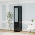 thumbnail image 2 of Sophshelter Modern Black Armoire Wardrobe Closet with Mirror and Single Door Wardrobe Closet Simple Storage Cabinet with Hanging Rod & Shelves Tall Wooden Armoire Wardrobe Closet for Bedroom, 2 of 7