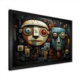 Designart "Revolution of Robots in Blue and Beige" Fashion Framed Wall