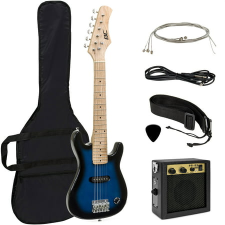 Best Choice Products 30in Kids 6-String Electric Guitar Beginner Starter Kit w/ 5W Amplifier, Strap, Case, Strings, Picks - (Best Low Action Electric Guitar)