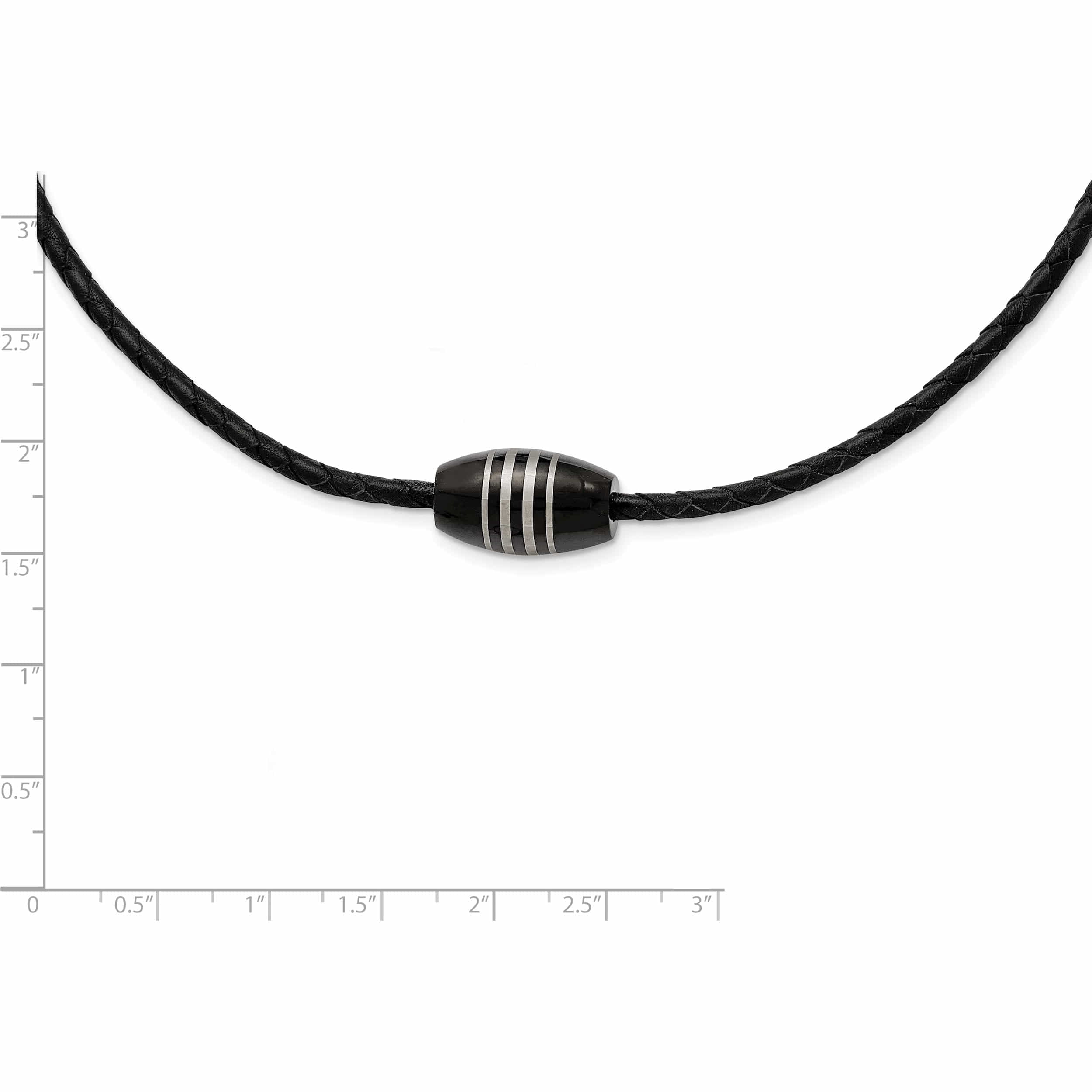 Stainless Steel Polished Black Ip-Plated Leather Cord 20In Necklace Made In China -Jewelry By Sweet Pea