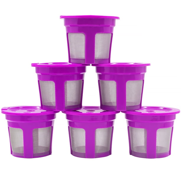 Filtro de café reutilizable de 6 piezas, cápsulas recargables de acero inoxidable, reemplazo de colador de malla para Keurig Maker, púrpura sidaley HA000859-01B