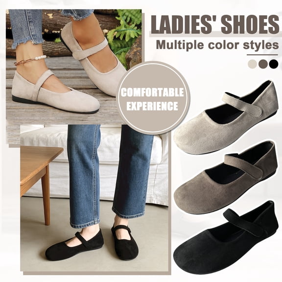 IEMIEMIEM Women's Flat Shoes Comfotable Orthopedic Faxu Suede Lightweight Ballet Mary Jane Flats Comfortable Round Toe Flat Slip on Casual Walking Shoes White 8 Wide