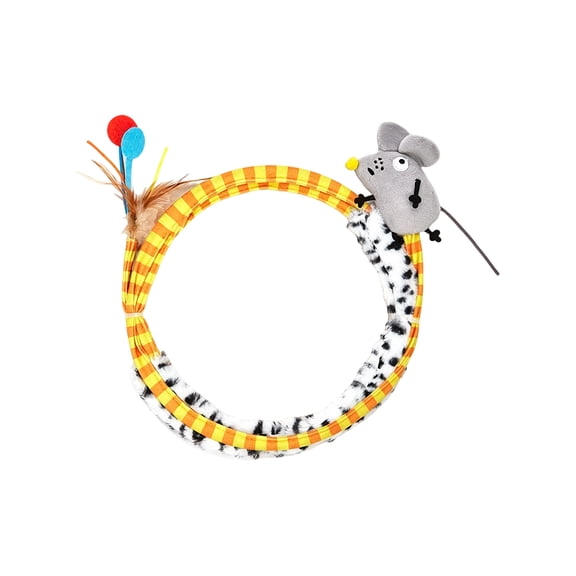 Spring Tunnel Toy with Interactive Feather & Catnip Mouse Self-Play Tube for Indoor Cats Pop-Up Foldable Play Tunnel with Hanging Toys Stimulating Toy for Exercise and Boredom Relief