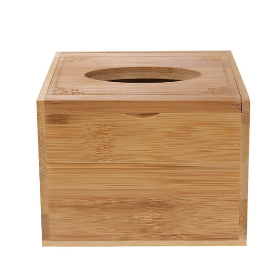 LAMIRO 1pc Wooden Tissue Box Square Bamboo Desktop Paper Box Cover Napkin Holder for Home Hotel Car Office Size S