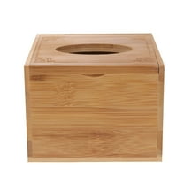 LAMIRO 1pc Wooden Tissue Box Square Bamboo Desktop Paper Box Cover Napkin Holder for Home Hotel Car Office Size S