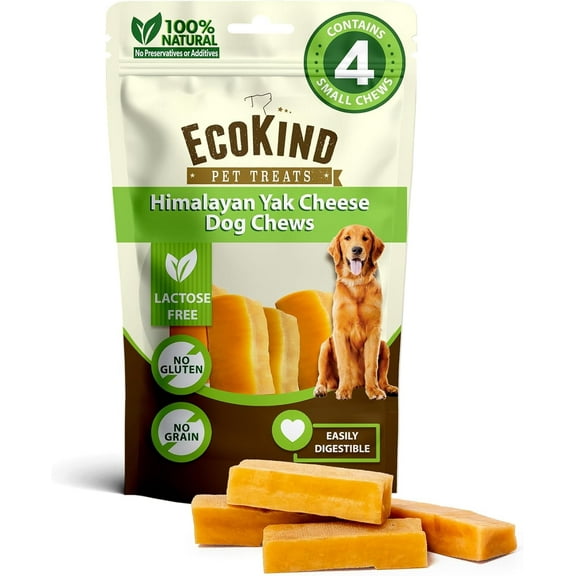 EcoKind Yak Milk Dog Chews for Small Dogs, Yak Stick Dog Treats, Himalayan Dog Chews, 4 Pack, 5.5 oz