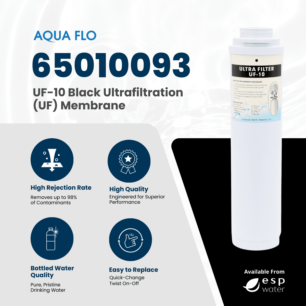 Aqua Flo UF-10 Ultra-Filter Black Replacement 0.2 Micron Fits 475 UF Series 65010093