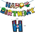 thumbnail image 3 of Juego de Super Mario, vajilla para fiesta de cumpleaños, pancarta, adorno para tarta, bandera colgante, globos, juego de Mario, decoraciones de cumpleaños, 3 of 5