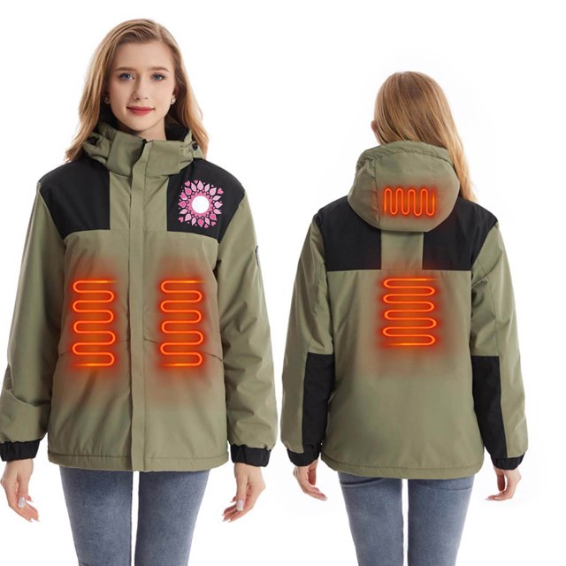 Chaquetas y abrigos casuales de manga larga con capucha, con USB, temperatura constante, calefactables, resistentes al viento, talla grande, para hombre y mujer, invierno, 4 unidades