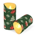 thumbnail image 6 of 2 PCS Tilted Flameless Candles Flickering LED Lights Battery Operated Candles with Remote Timers for Holiday Decor Green and Red Christmas Pattern, 6 of 8