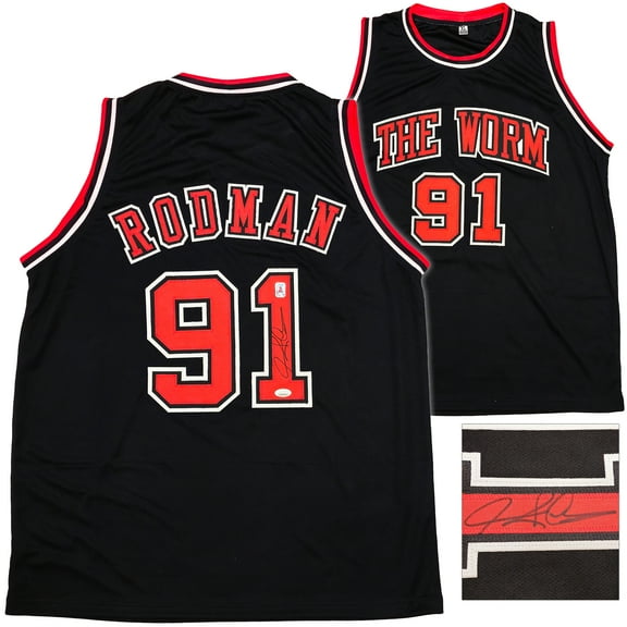 Chicago Bulls Dennis Rodman Autographed Black Jersey JSA 237058