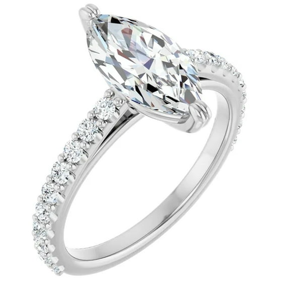 Aneira Lab Diamond Engagement Ring Marquise Solitaire Accent
