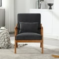 thumbnail image 3 of KYLE & KAY Modern Accent Chair,PU Leather Arm Chair with Solid Wood Frame & Soft Cushion,Reading Chairs for Living Room, Bedroom, Balcony, Lounge Chair Indoor, Gray, 3 of 6