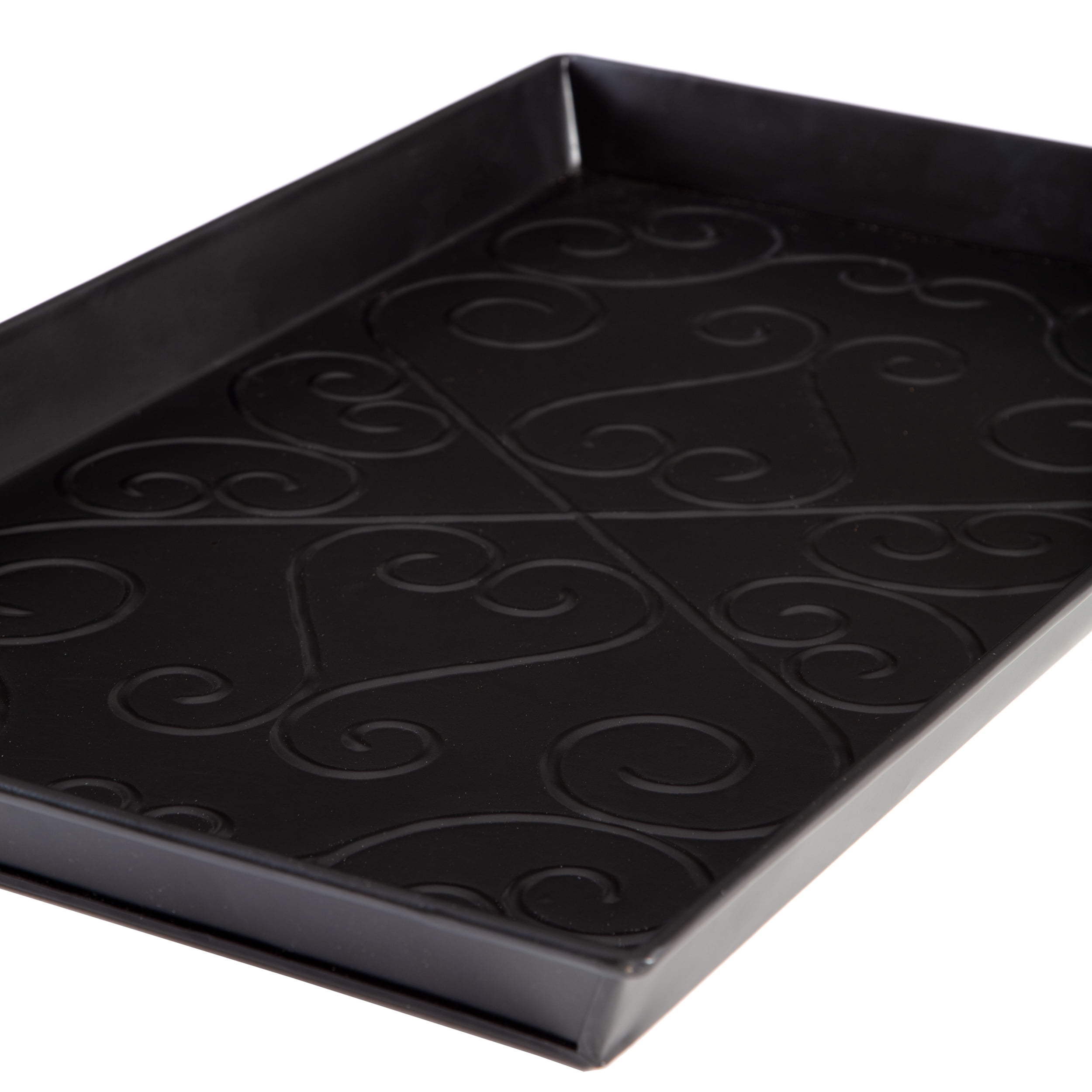 Black Metal Boot Tray with Tan Coir Insert