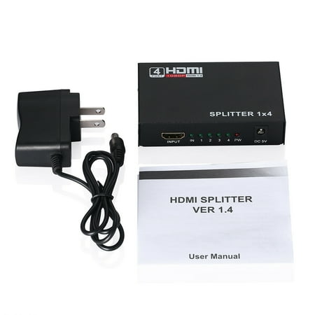 1 in 4 out Full HD HDMI Splitter 1:4 USB 4 Port Repeater Amplifier 3D 1080P 4K - 1:4 (usb)