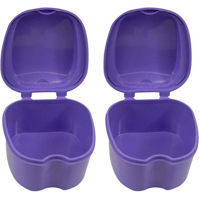 Dent Art Denture Boxes, Retainer Box Orthodontic Mouth Guard Dental Storage Container/Teeth Storage Box in Violet Color (2)
