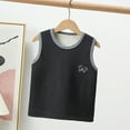 thumbnail image 2 of TEAJOPSUU Boys' Girls' Fleece Lined Tank Tops with Contrast Trim Cotton Scoop Neck Tank Tops for Kids Fall Winter Sleeveless Warm Undershirts Black, 2 of 3