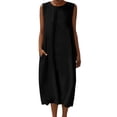 thumbnail image 2 of Mifsaly Women Linen Maxi Dresses Sleeveless Casual Summer Flowy Dress with Pockets Party Wear Summer Beach Vacation Sundresses Black,M, 2 of 9