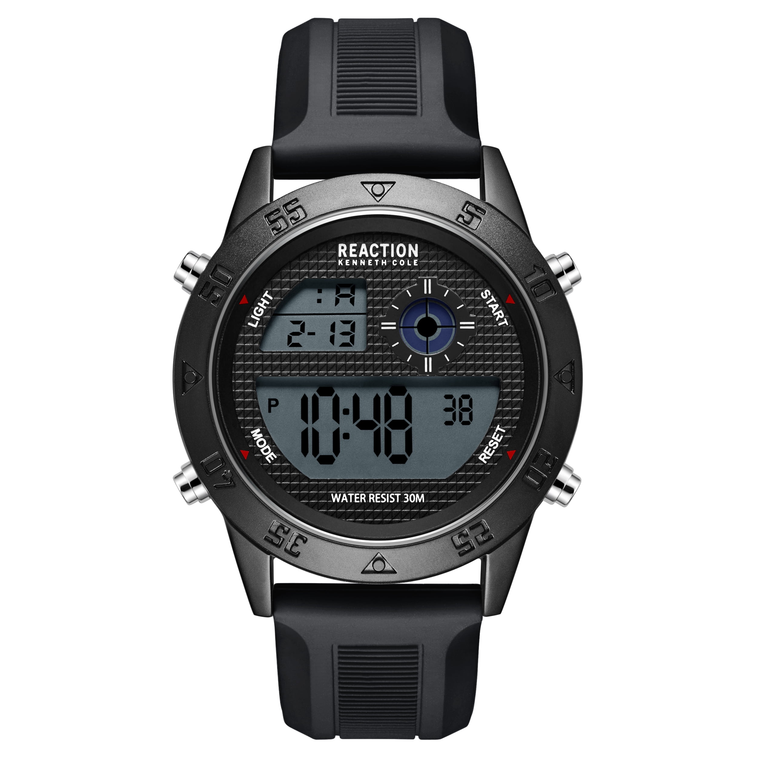 Kenneth Cole Reaction - Kenneth Cole Reaction Mens Dress Sport Round Black Silicon Strap Watch