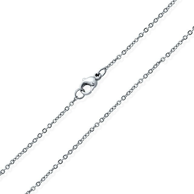 Elegant Dainty Diamond Cut Rolo Cable Chain Necklace Silver Tone Stainless Steel Women Teens 24 Inch 1 MM