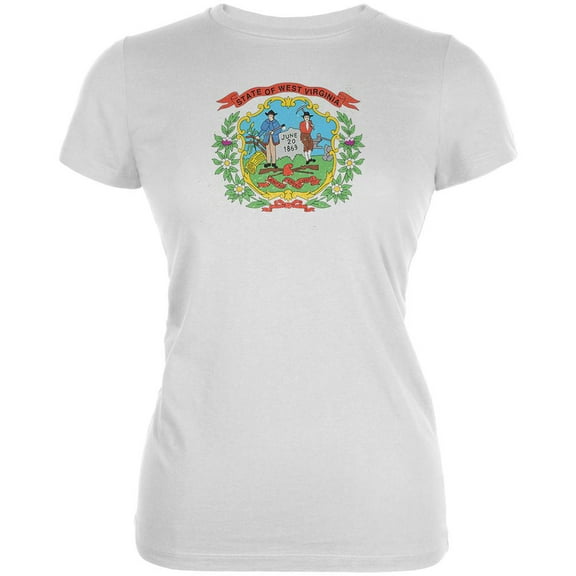 Born and Raised West Virginia State Flag Juniors Soft T Shirt White LG