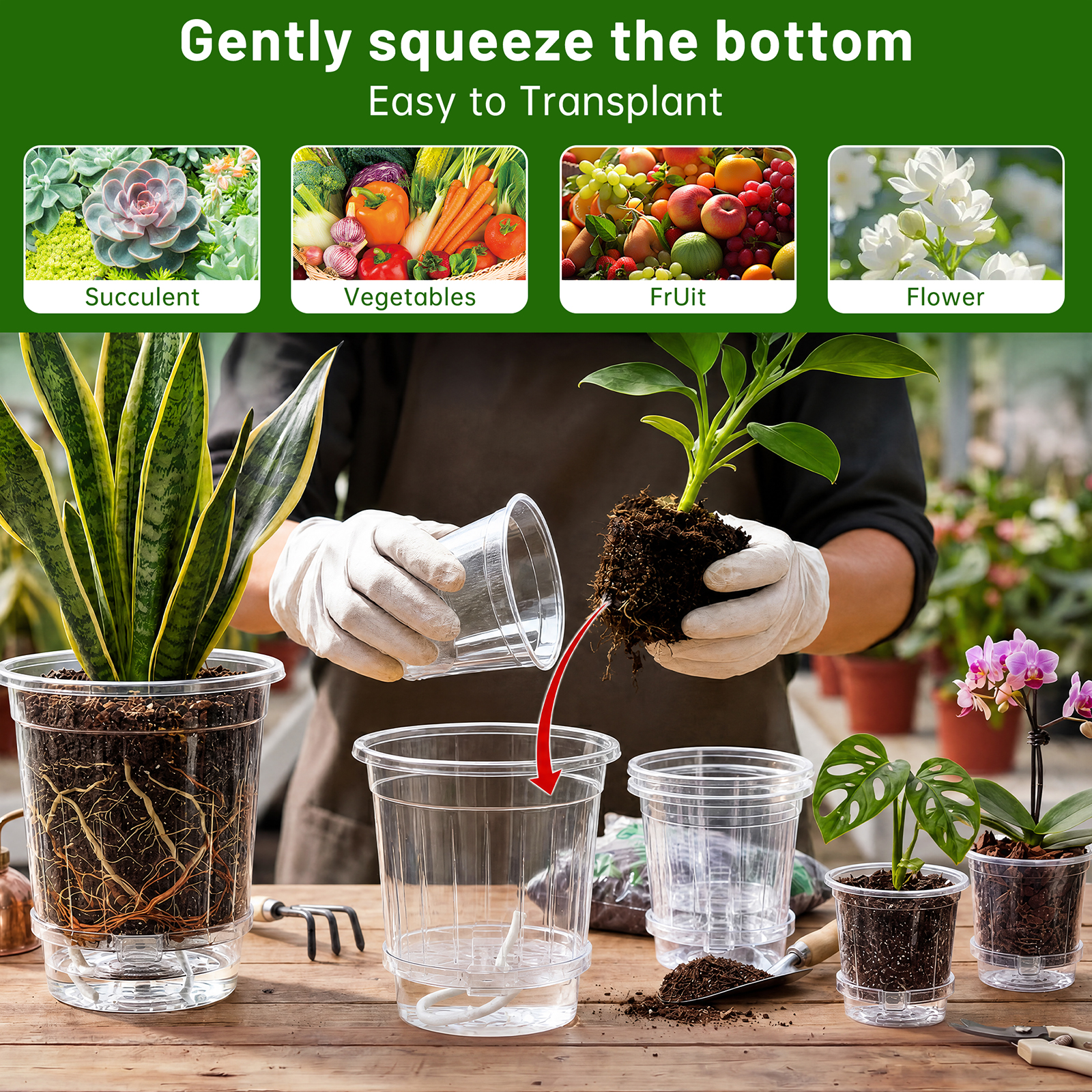 Xueyu 18-Pack Clear Self-Watering Plant Pots with Labels photo 6