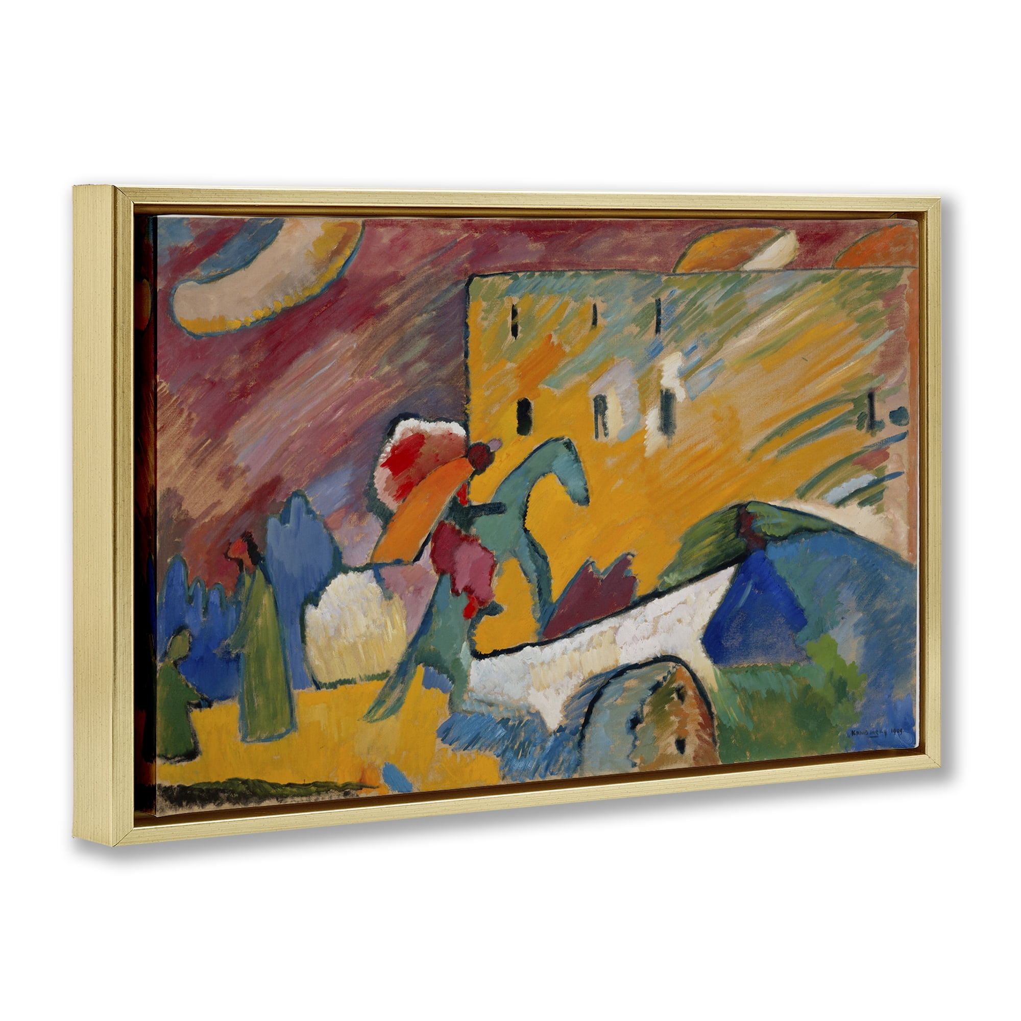 Stupell Industries Kandinsky Improvisation Classic Abstract Painting Gold Floater Framed Canvas Art Print Wall Art, 31 x 21