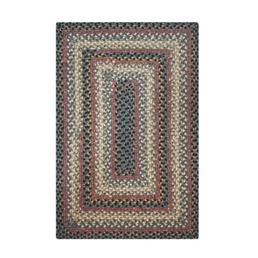 Homespice Enigma Rectangular Cotton Braided Area Rug, 8' x 10' Black, Reversible and Durable, 100% Soft Cotton Fabric, Farmhouse, Country, Primitive Style