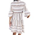 thumbnail image 3 of FcBaudy Robe à Manches Longues Col en V Hauteur Genou, Robes d'Été pour Femmes, Robes pour Femmes Printemps et Mi-Manches Col en V Taille Ample Imprimé Robe Chandail Tempérament Robe pour Femmes, 3 of 8