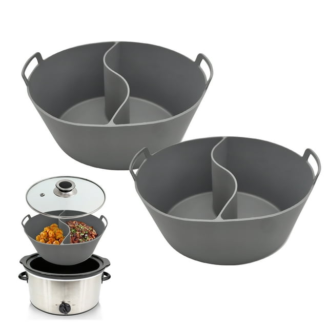 Riwcyla 2pcs Slow Cooker Liners for 678 Quarts Slow Cooker Food Grade Silicone Crock,Pot Divider Liner Reusable Leakproof Dishwasher Cooking Liner for Slow Cooker