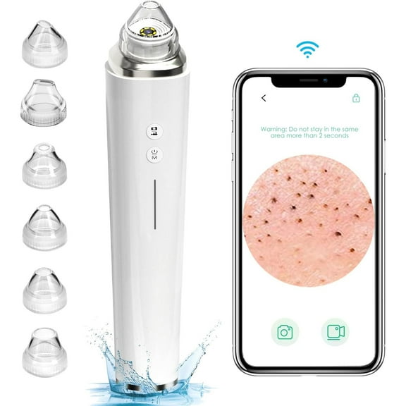 CCNZZITSHT Blackhead Remover Pore Vacuum, Upgraded WiFi Visible Facial Pore Cleanser with HD Camera Pimple Acne Comedone Extractor Kit with 6 Suction Heads USB Rechargeable Electric Black Head