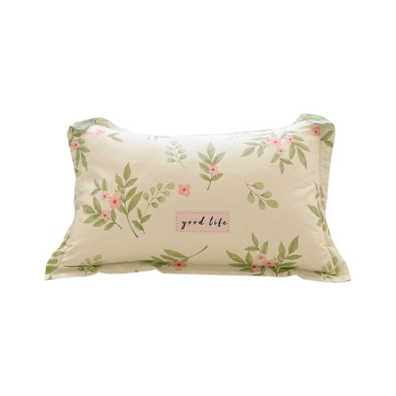 Tunhigl Cotton Spring Floral Print Pillowcase Soft Breathable Cooling Bed Pillow Covers for Bedroom Home Bedding 1Pc Green