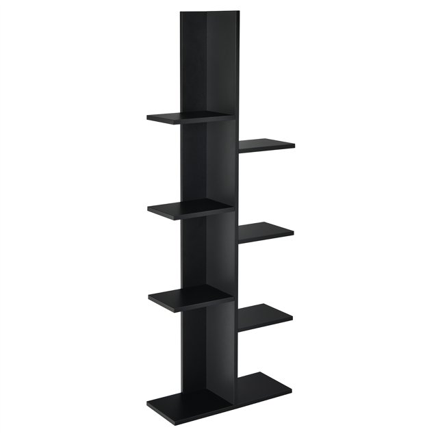 Costway Bibliothèque à 8 Étagères Étagère Arbre Autoportante Support de Rangement Noir