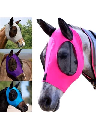 Horse Fly Mask, Soft Comfortable Breathable Mesh Anti-mosquito Stretchy  Elastic Animal Face Cover for Protecting Eyes Ears of Giraffe Horse 